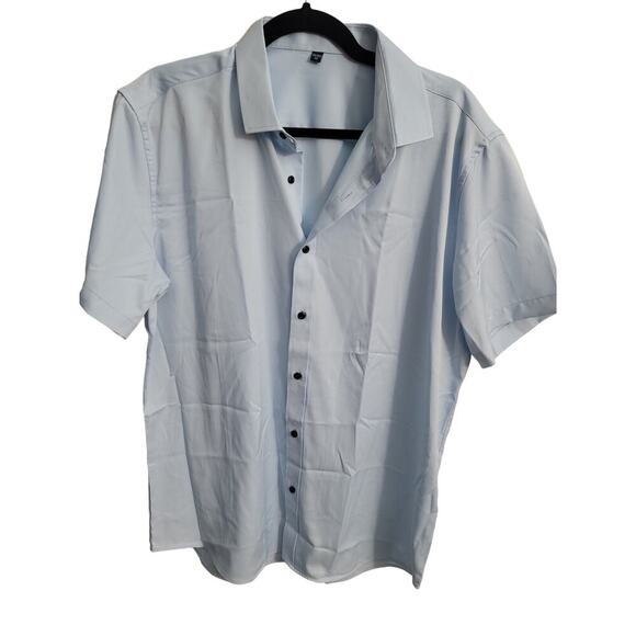 Men's Full Button Up Blue Short Sleeve Shirt Size Large - Picture 1 of 4